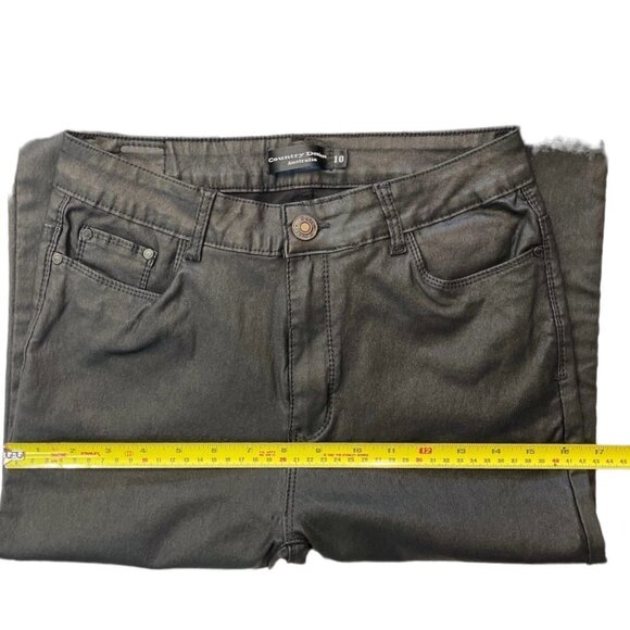COUNTRY DENIM AUSTRALIA Black‎ Wax Jeans Women's Size 10 Skinny Stretch Mid-Rise - Picture 10 of 13